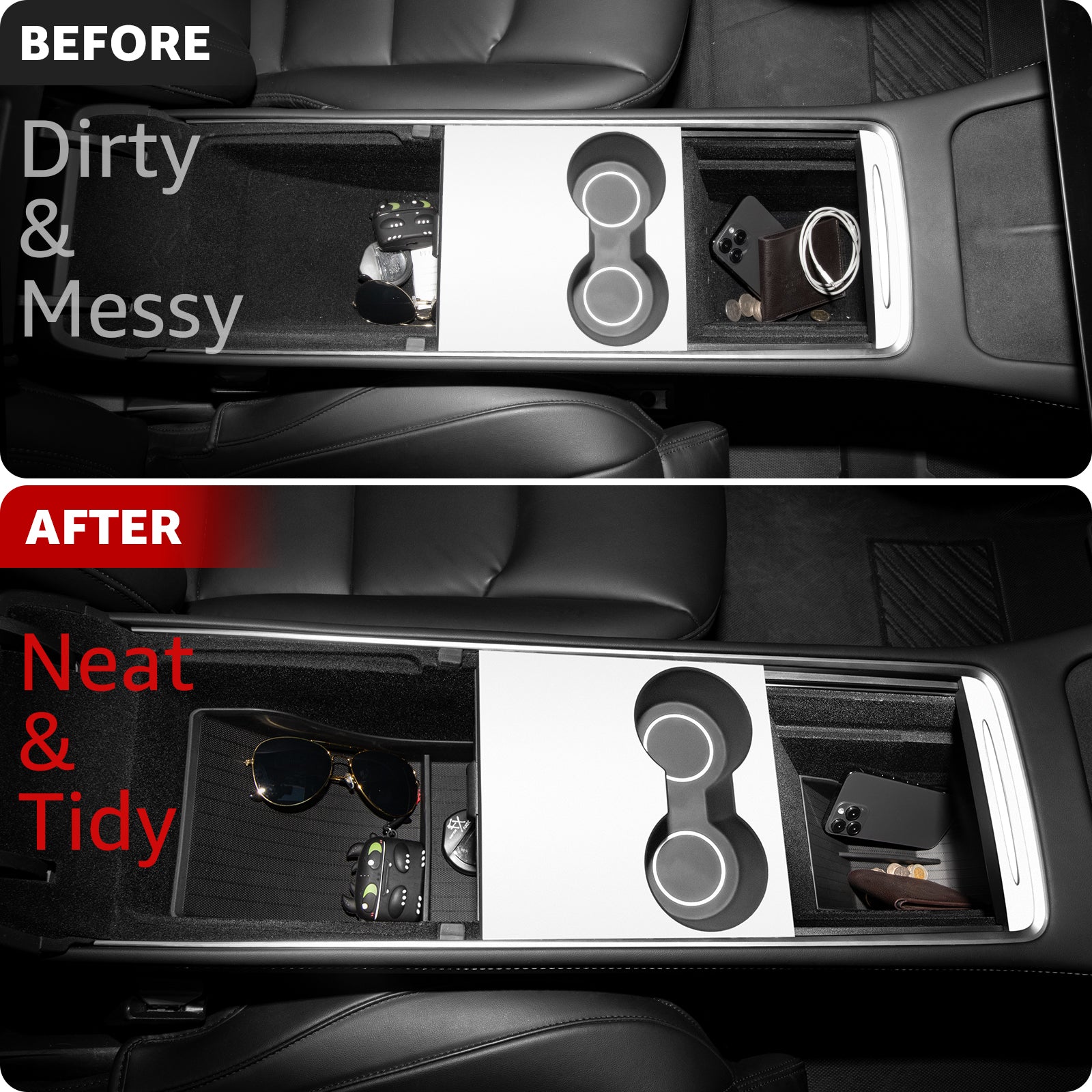 2021-2023 Tesla Model 3 & 2021-2024 Model Y Lower Console Organizer - TPE Bottom Storage - Image 2