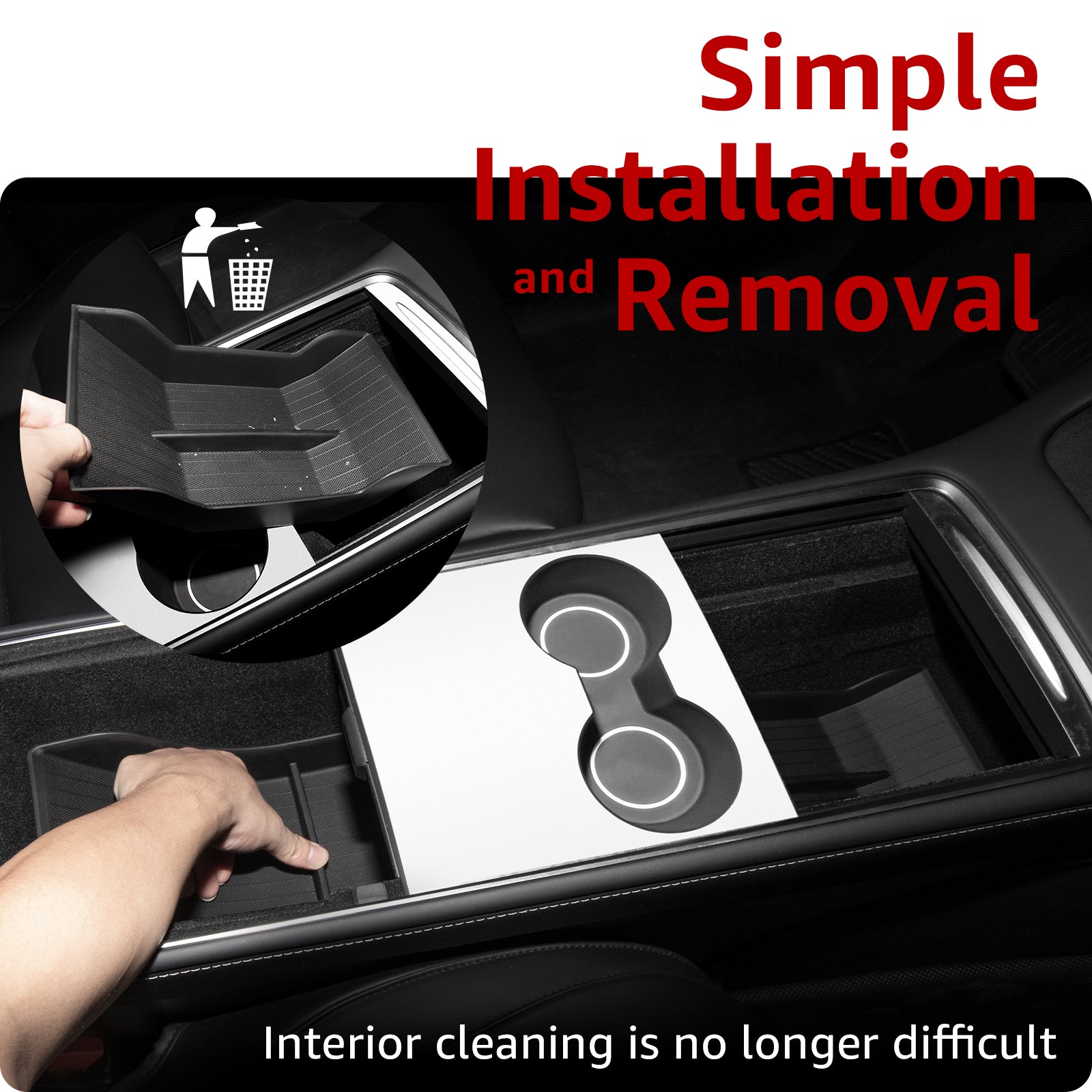 2021-2023 Tesla Model 3 & 2021-2024 Model Y Lower Console Organizer - TPE Bottom Storage - Image 3