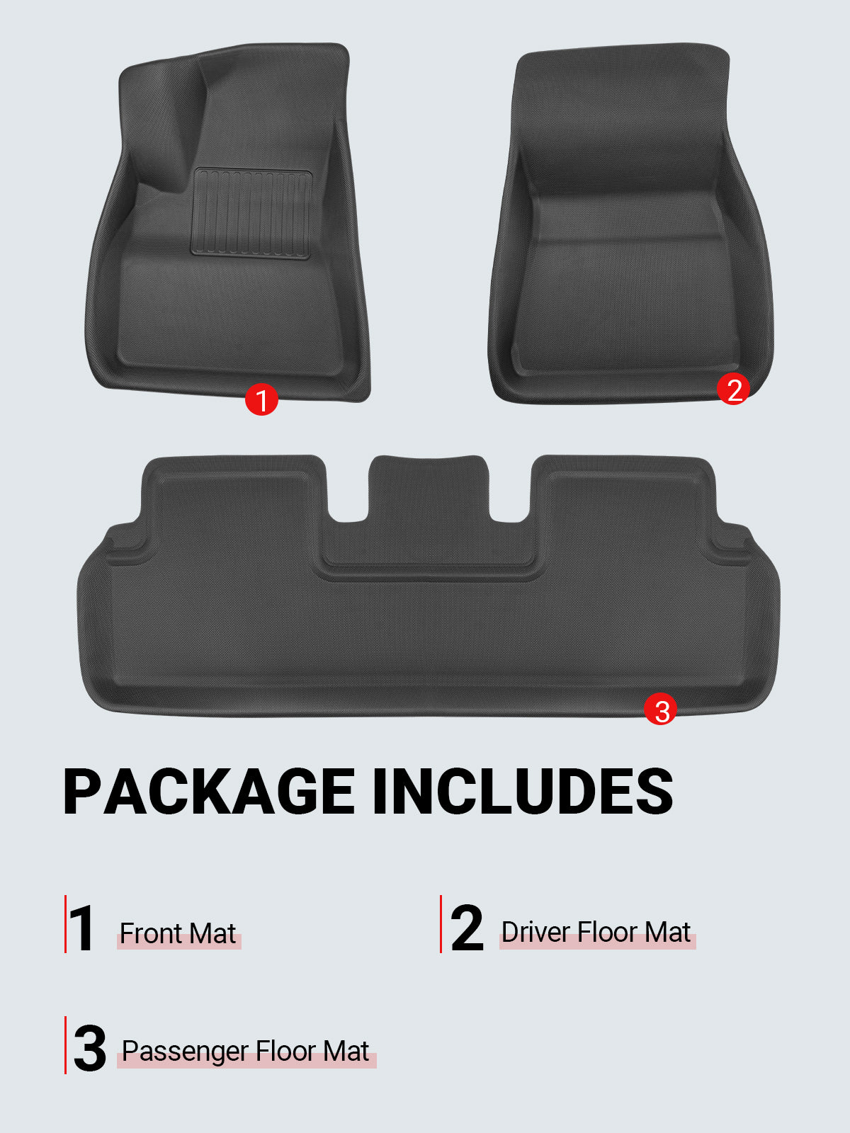 2021-2023 Tesla Model 3 Floor Mats 3PCS - 3D All-Weather Anti-Slip - Image 9