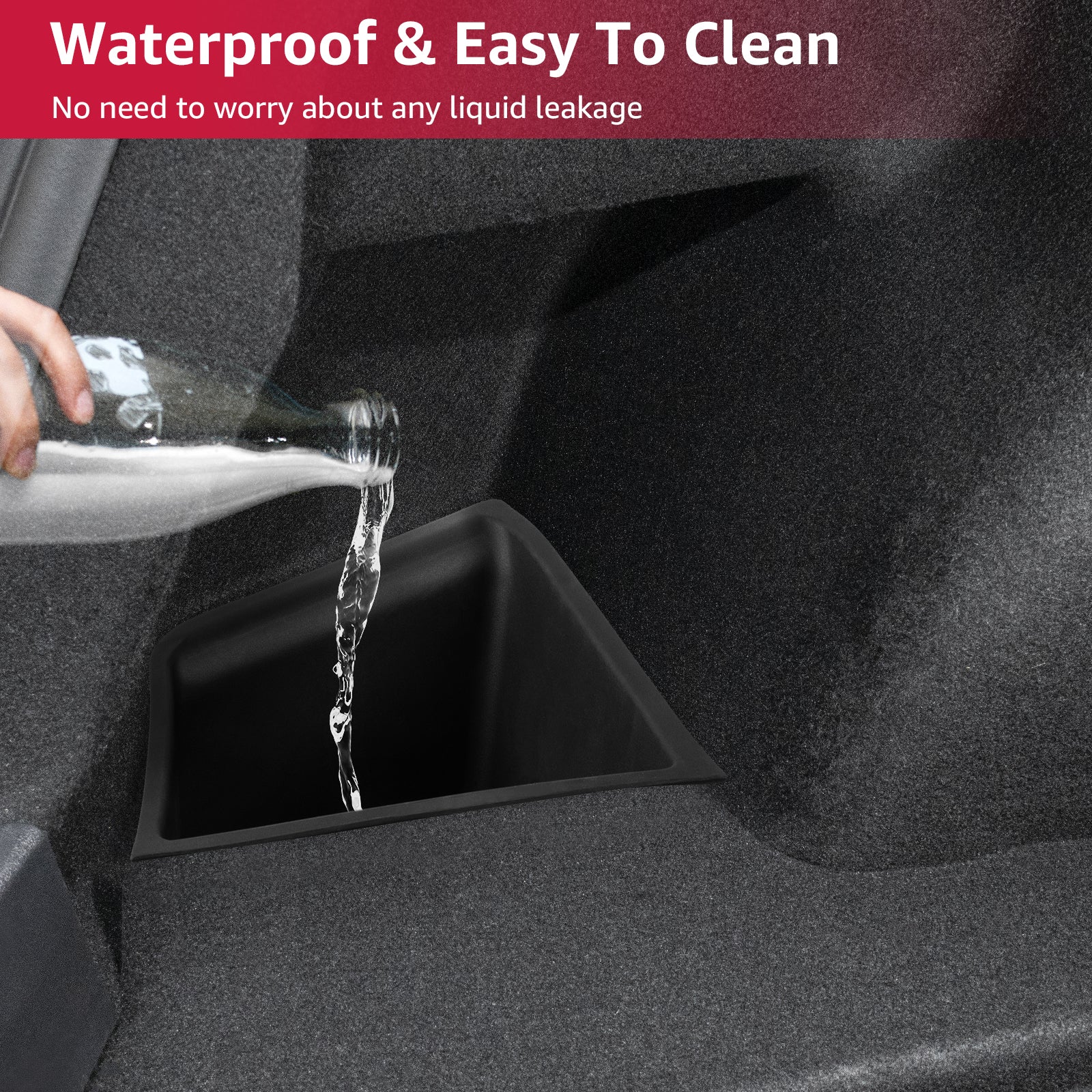 2021-2023 Tesla Model 3 Trunk Storage Bins - Waterproof Carpeted Lid - Image 8