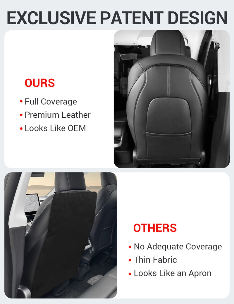 BASENOR Leather Seat Back Kick Protectors(Set of 2) for Tesla Model 3/Y/S LR/Plaid