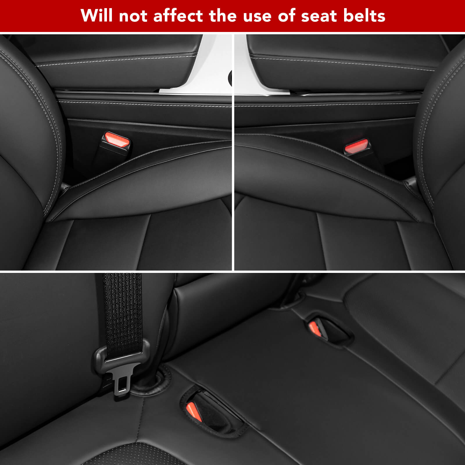 BASENOR Leather Front and Rear Seat Cushions for 2020-2023 Tesla Model Y