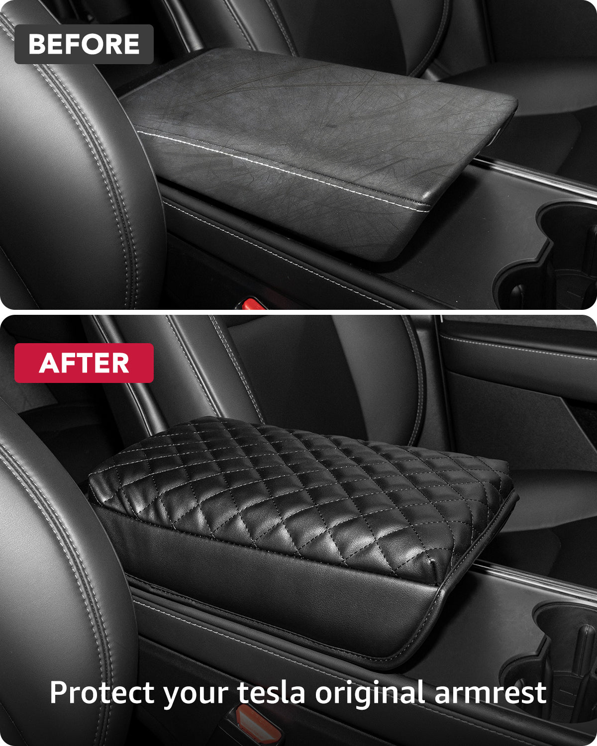 Basenor 2023 2022 2021 5PCS Tesla Model Y Model 3 Center Console Organizer Tray Armrest Storage Box Cup Holder Armrest Hidden Storage Armrest Cover Upgraded Tesla Interior Accessories