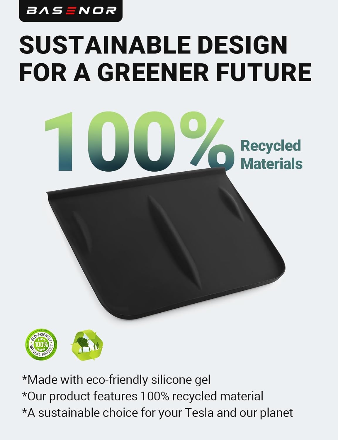 BASENOR Tesla Model Y Model 3 Center Console Wireless Charger Mat Silicone Mat Wireless Charging Phone Pad for Tesla Interior Accessories (Not Suitable for 2024 Model 3)