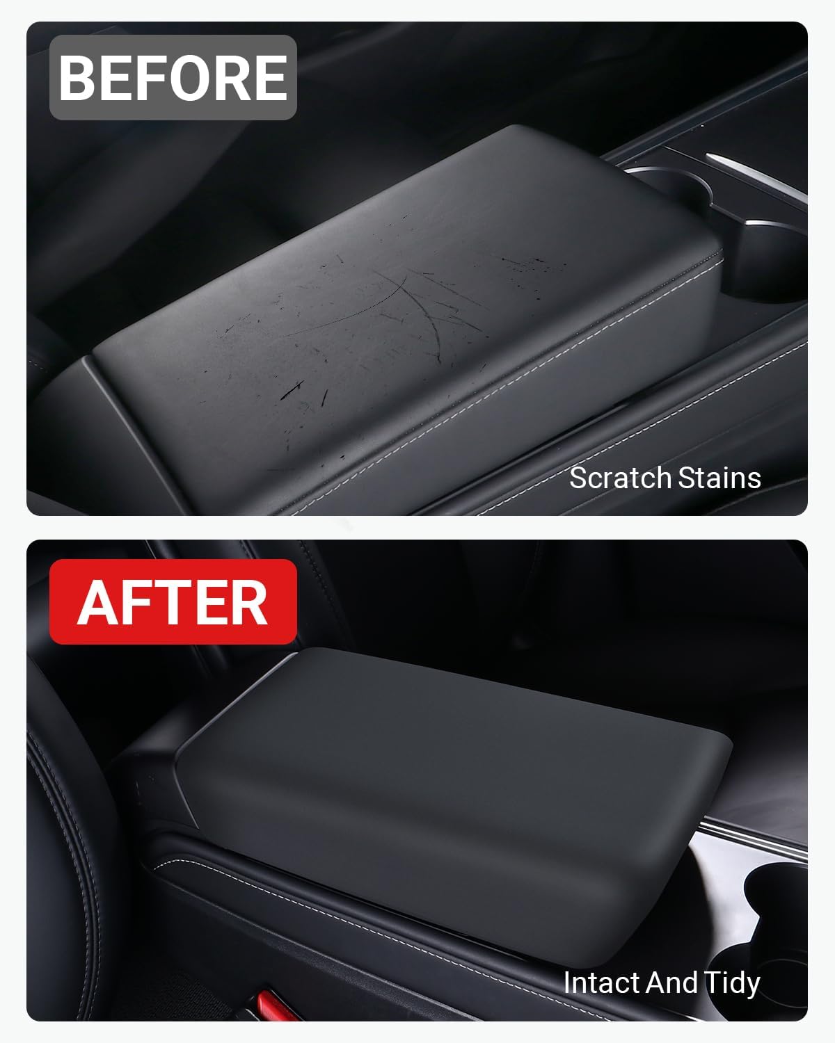 BASENOR Tesla Model 3 Model Y Center Console Cover TPE Armrest Cover Non-Slip Protector Armrest 2016-2024 Tesla Interior Accessories Black (Not Compatible with 2024 Tesla Model 3)