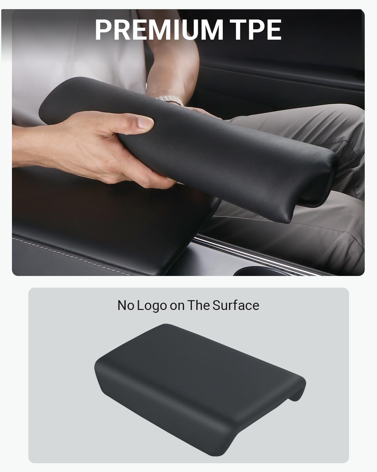 BASENOR Tesla Model 3 Model Y Center Console Cover TPE Armrest Cover Non-Slip Protector Armrest 2016-2024 Tesla Interior Accessories Black (Not Compatible with 2024 Tesla Model 3)