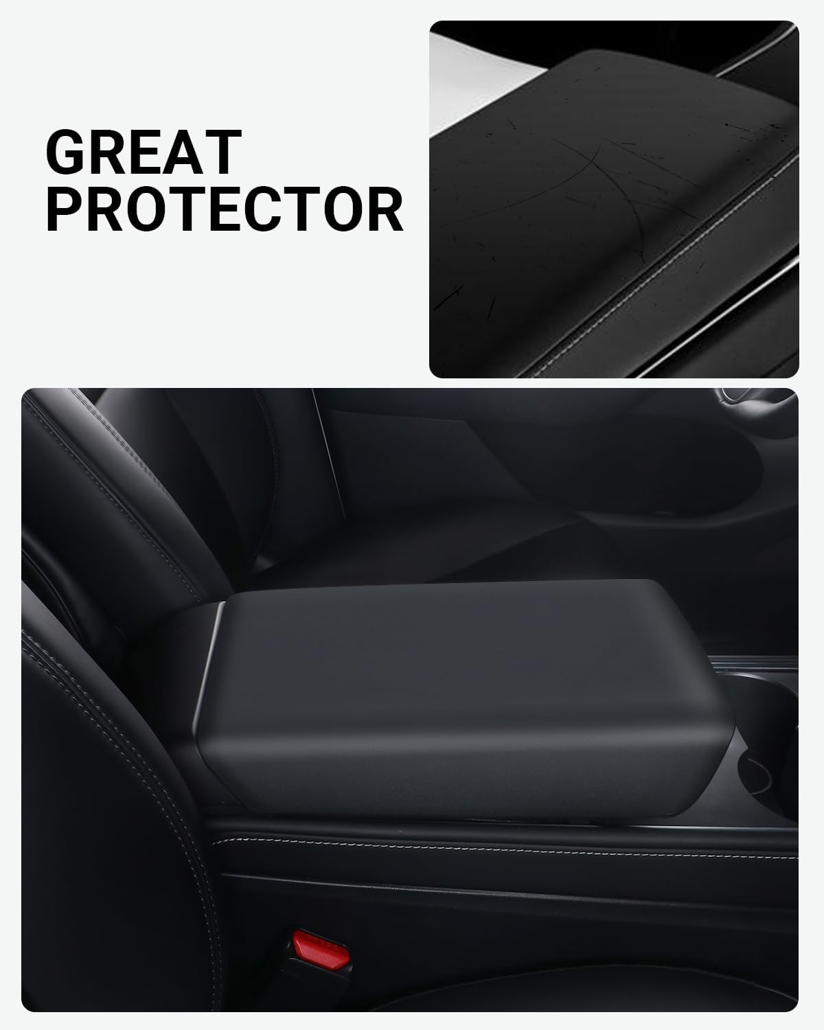 BASENOR Tesla Model 3 Model Y Center Console Cover TPE Armrest Cover Non-Slip Protector Armrest 2016-2024 Tesla Interior Accessories Black (Not Compatible with 2024 Tesla Model 3)