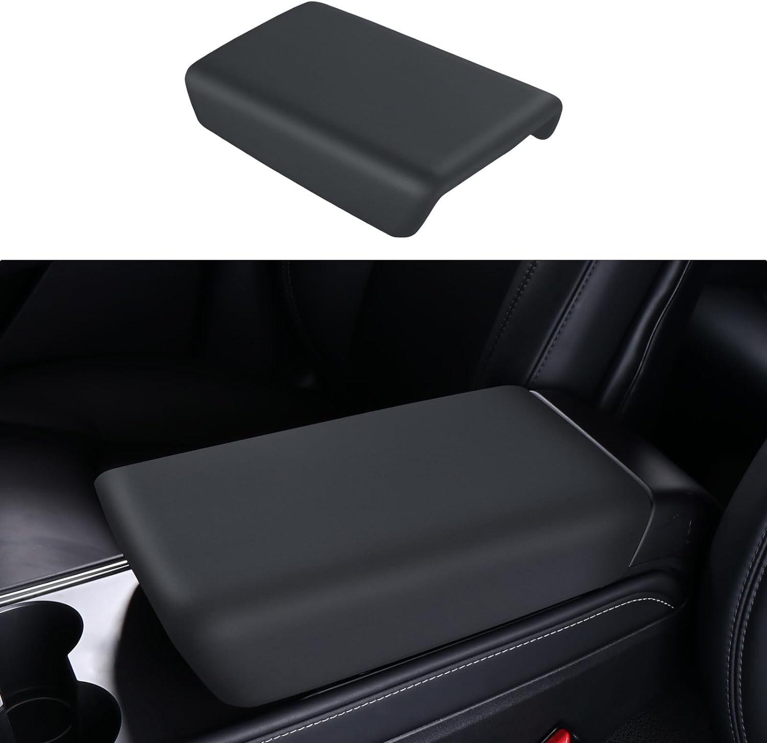 BASENOR Tesla Model 3 Model Y Center Console Cover TPE Armrest Cover Non-Slip Protector Armrest 2016-2024 Tesla Interior Accessories Black (Not Compatible with 2024 Tesla Model 3)