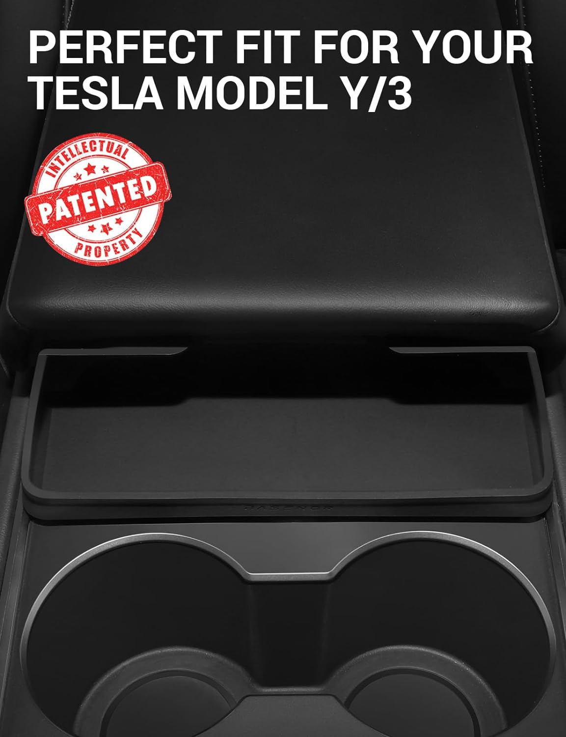 BASENOR Tesla Model 3 Model Y Center Console Sunglasses Holder Armrest Box Silicone Eyeglasses Storage Box Key Card Phone Holder 2021-2024 Accessories Internal Fit for Model 3 Y with Refresh Console