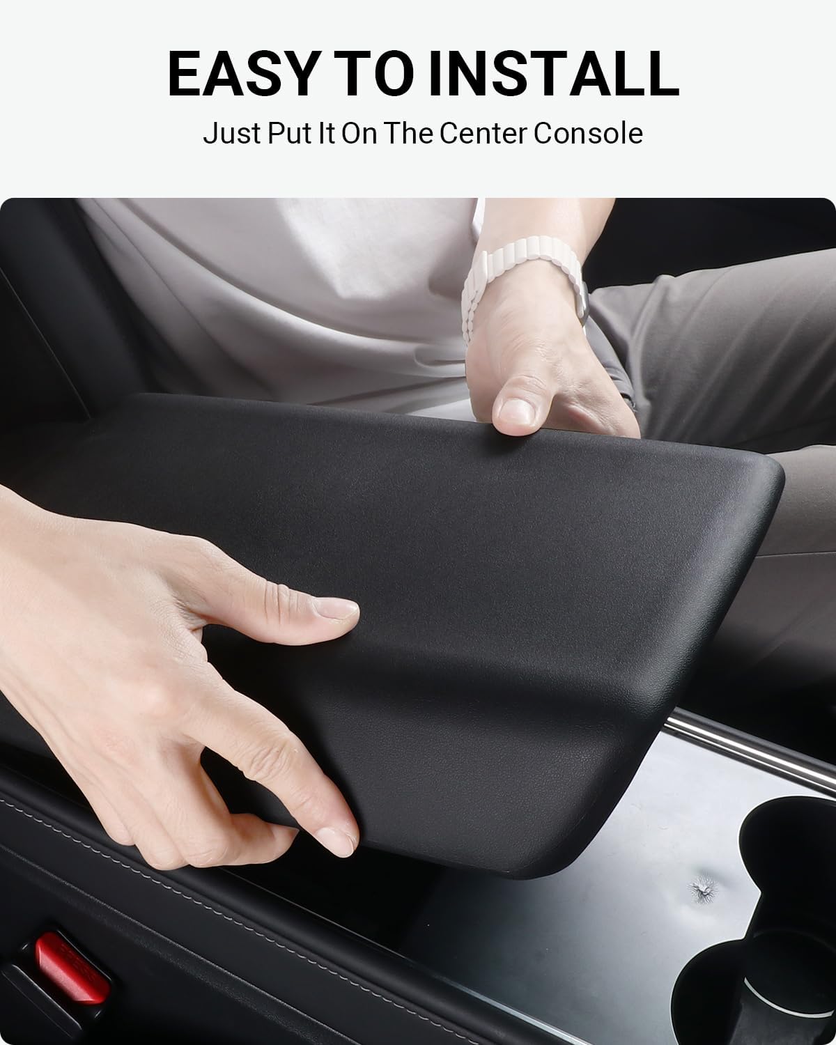 BASENOR Tesla Model 3 Model Y Center Console Cover TPE Armrest Cover Non-Slip Protector Armrest 2016-2024 Tesla Interior Accessories Black (Not Compatible with 2024 Tesla Model 3)