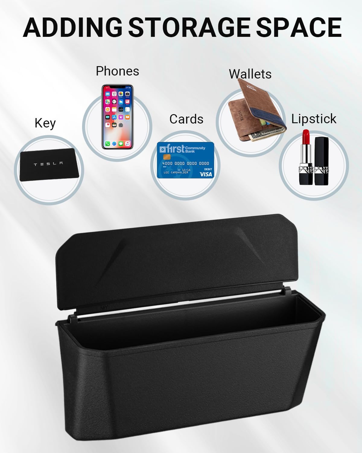 BASENOR Tesla Model 3 Model Y Air Vent Organizer TPE Steering Wheel Side Storage Box Key Card Sunglasses Phone Holder Tesla Interior Accessories 2021-2024 (Not Compatible with 2024 Tesla Model 3)