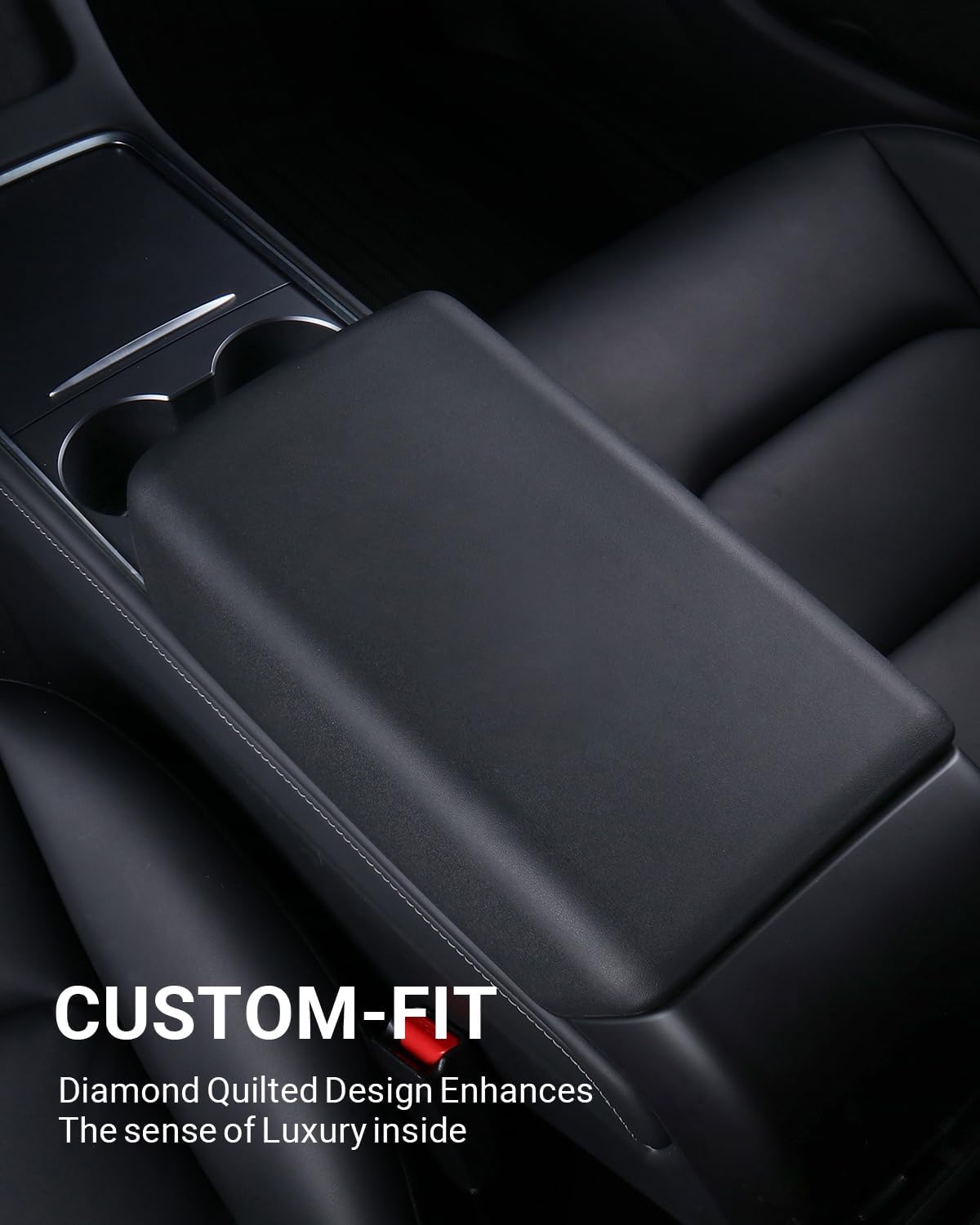 BASENOR Tesla Model 3 Model Y Center Console Cover TPE Armrest Cover Non-Slip Protector Armrest 2016-2024 Tesla Interior Accessories Black (Not Compatible with 2024 Tesla Model 3)