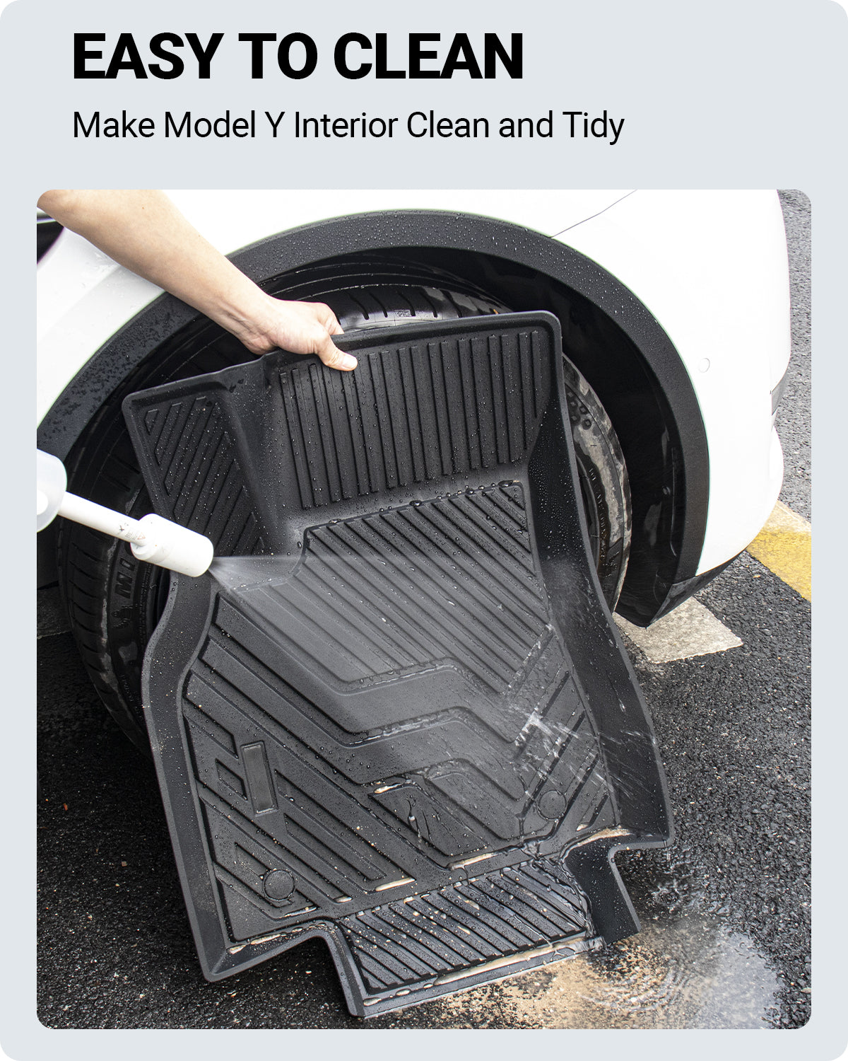 BASENOR 4PCS Tesla Model Y Floor Mats TPE All-Weather Floor Liners & Trunk Mat Set Rear Cargo Liner Interior Accessories for 5-Seater Model Y 2020-2023