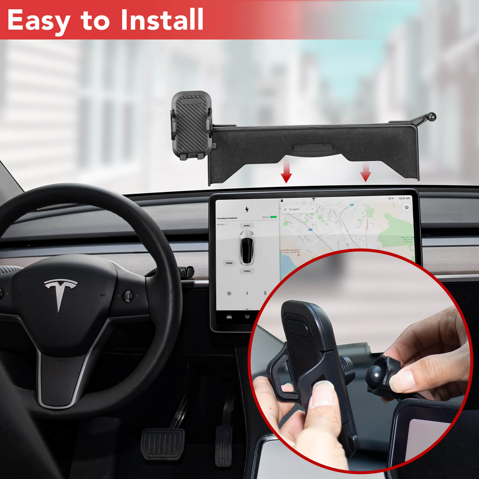 BASENOR Phone Mount Sunglass Holder Cell Phone Stand Interior Accessories Compatible with All Smartphone for Tesla Model Y Model 3