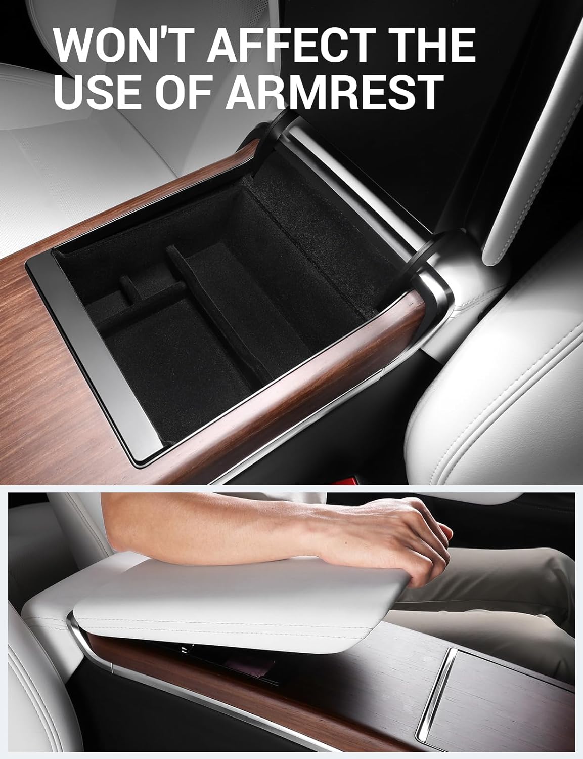 BASENOR Tesla Armrest Storage Box Organizer Center Console Tray for Tesla Model S Model S Plaid Model X Model X Plaid Interior Accessories 2022 2023 2024