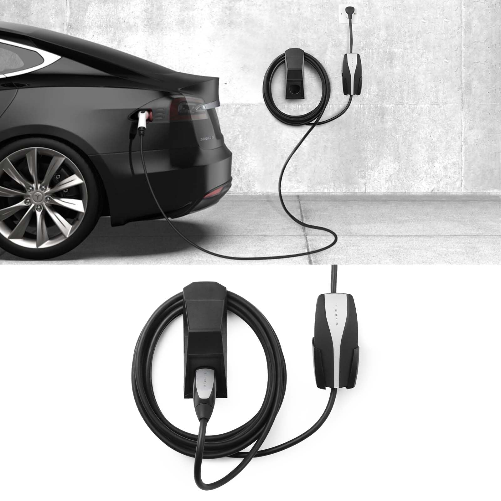 BASENOR Tesla Charging Holder Wall Mount Charger Cable Organizer Cybertruck Mobile Charger Connector with Chassis Bracket Model 3 Model Y Model S Model X Accessories 2012-2025