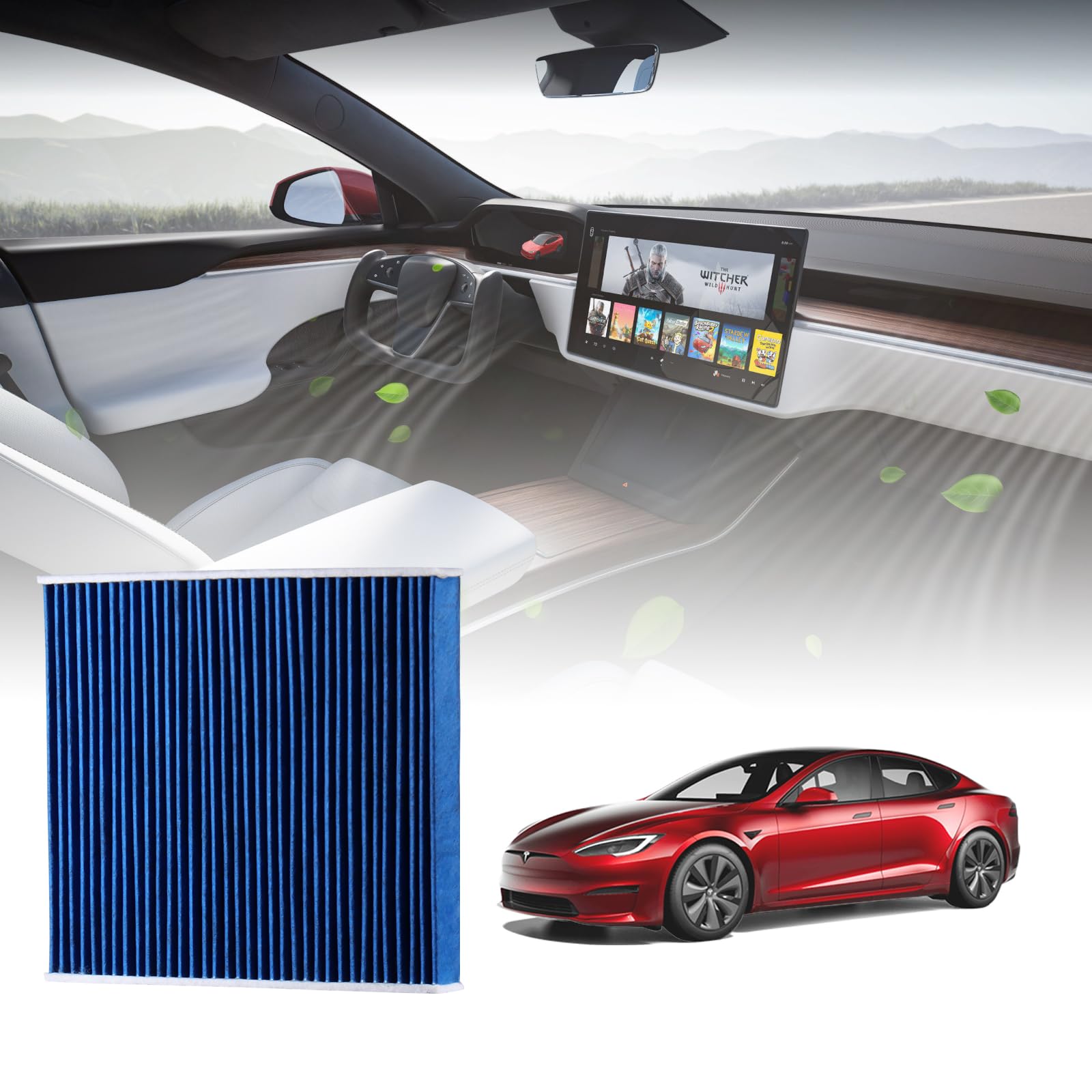 BASENOR 2024 2023 2022 Tesla Model S Model X Cabin Air Filter with Act