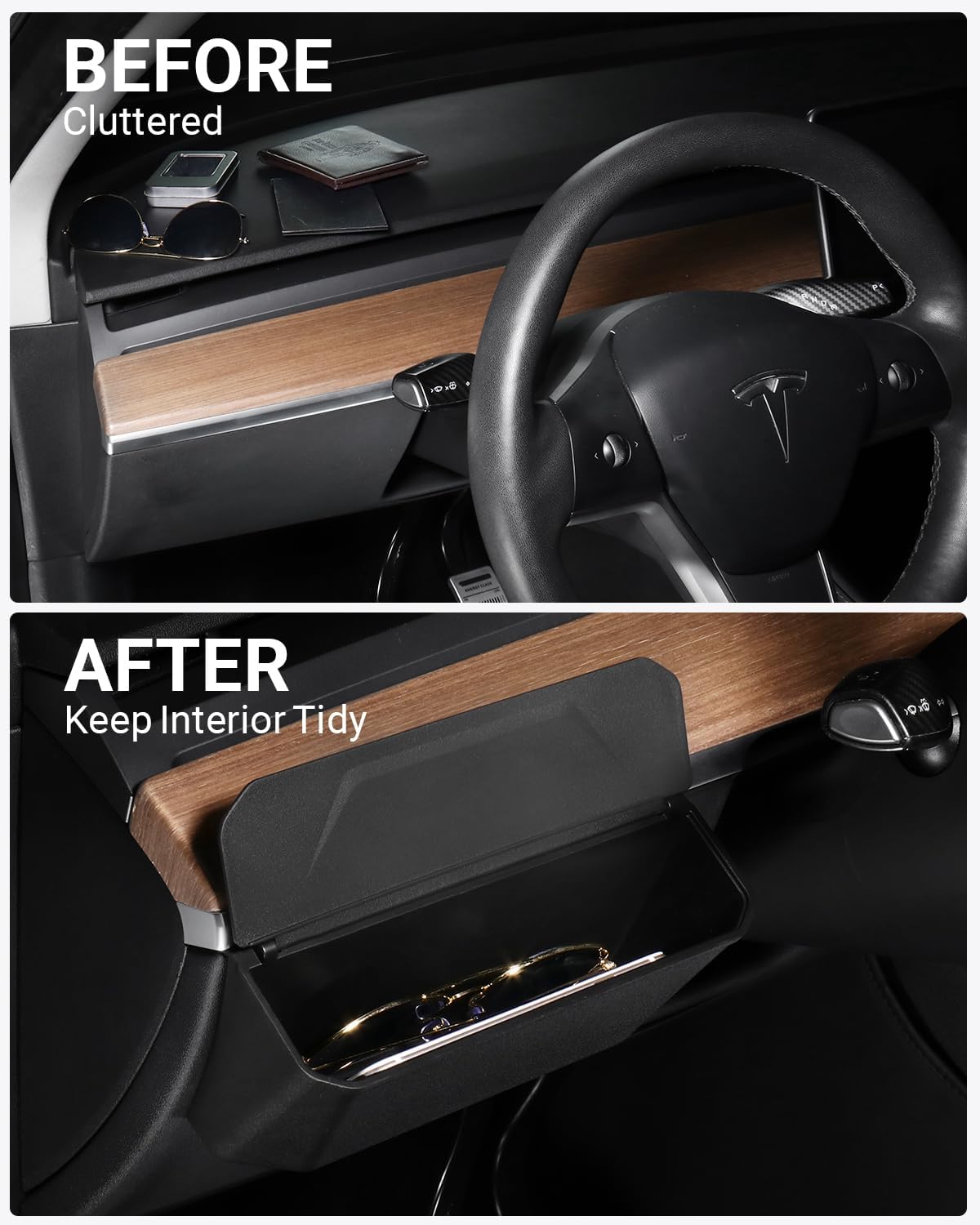 BASENOR Tesla Model 3 Model Y Air Vent Organizer TPE Steering Wheel Side Storage Box Key Card Sunglasses Phone Holder Tesla Interior Accessories 2021-2024 (Not Compatible with 2024 Tesla Model 3)