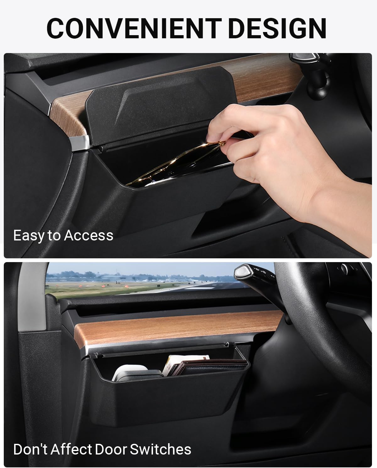BASENOR Tesla Model 3 Model Y Air Vent Organizer TPE Steering Wheel Side Storage Box Key Card Sunglasses Phone Holder Tesla Interior Accessories 2021-2024 (Not Compatible with 2024 Tesla Model 3)
