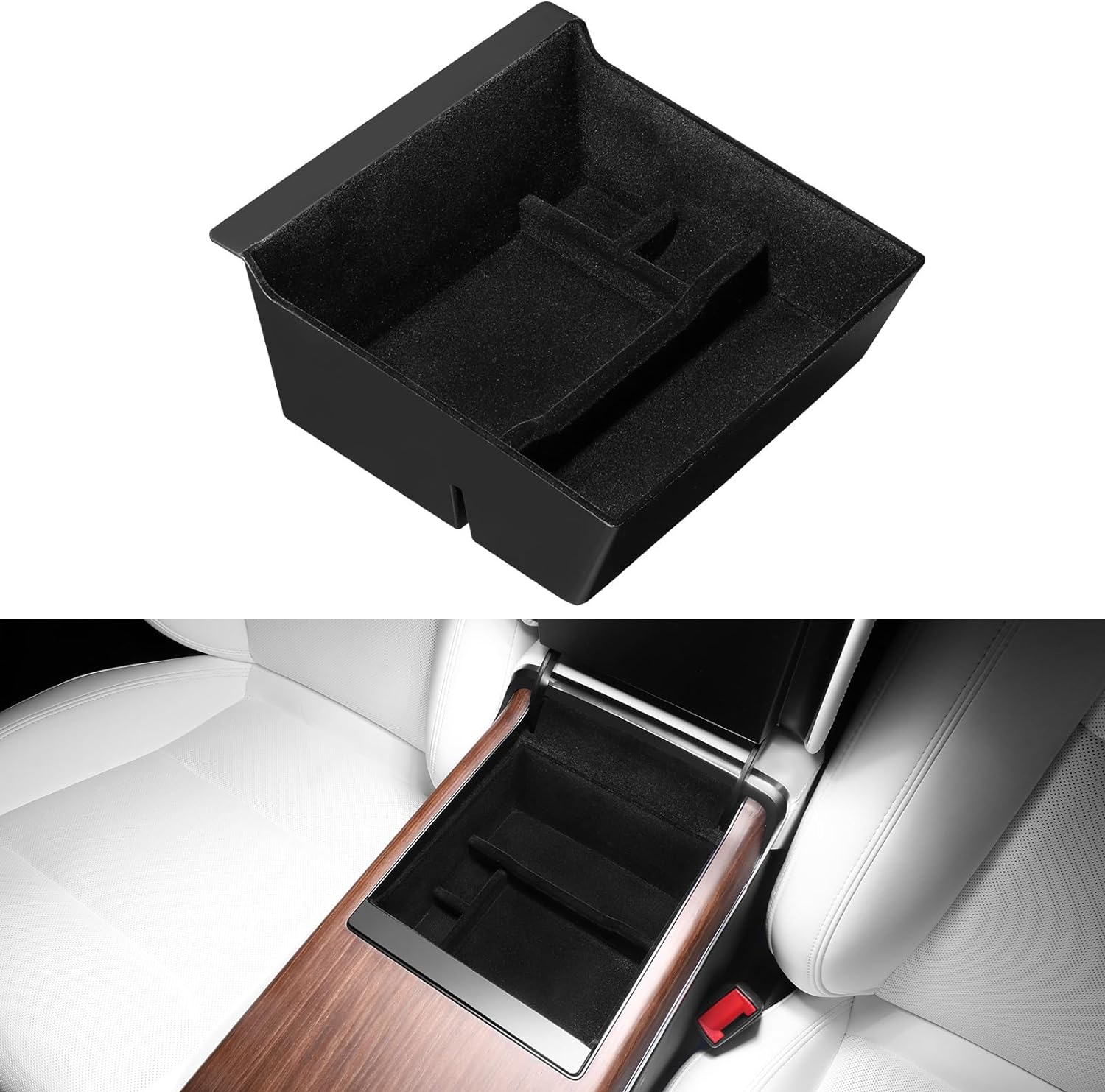 BASENOR Tesla Armrest Storage Box Organizer Center Console Tray for Tesla Model S Model S Plaid Model X Model X Plaid Interior Accessories 2022 2023 2024