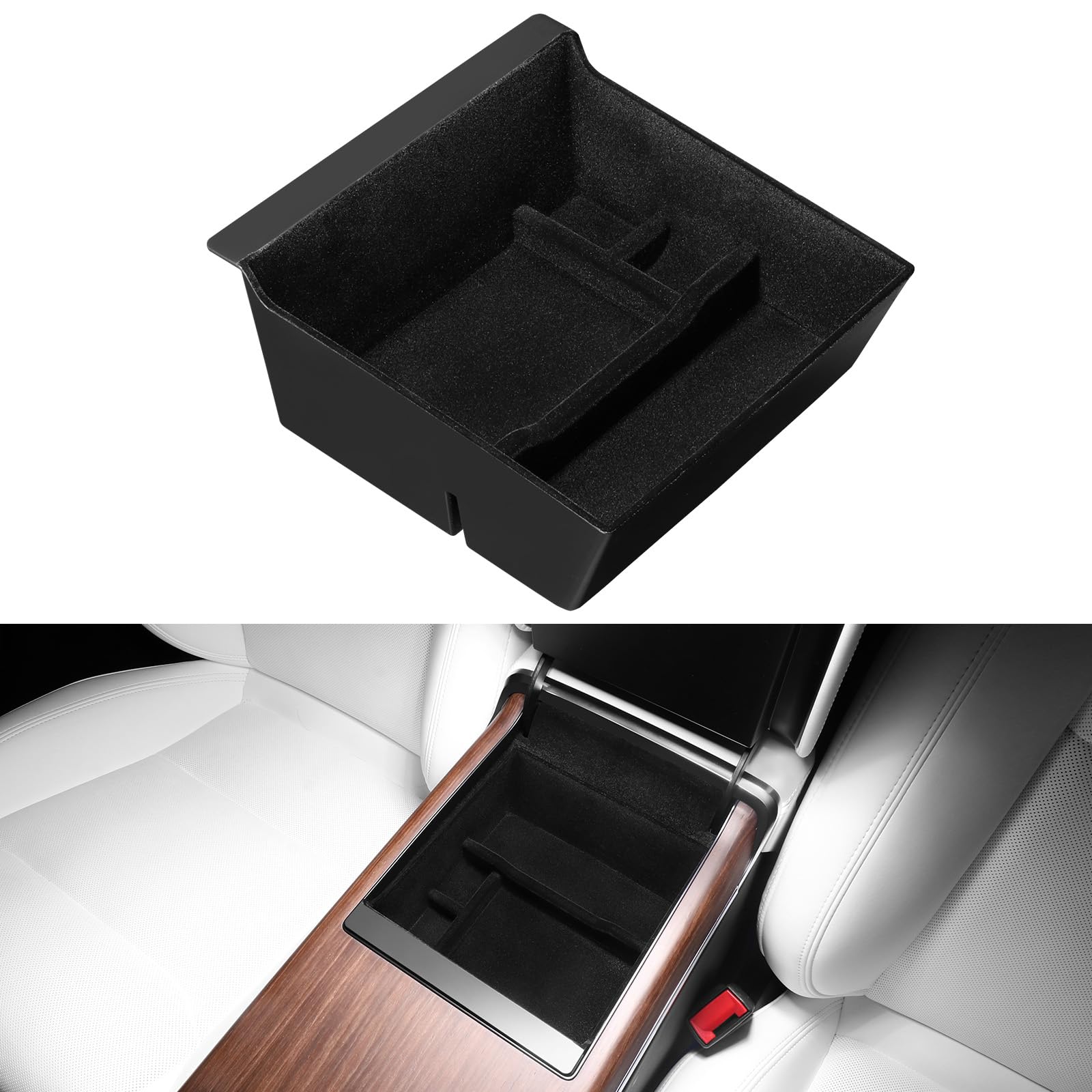 BASENOR Tesla Armrest Storage Box Organizer Center Console Tray for Tesla Model S Model S Plaid Model X Model X Plaid Interior Accessories 2022 2023 2024