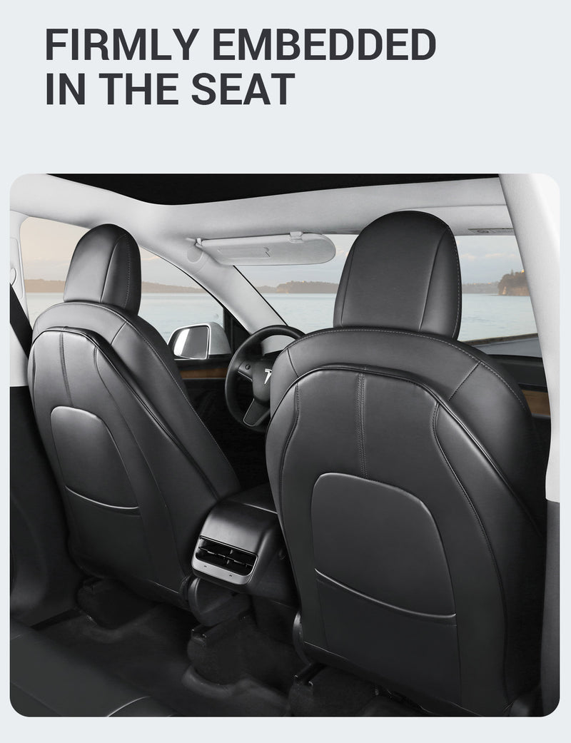 BASENOR Leather Seat Back Kick Protectors(Set of 2) for Tesla Model 3/Y/S LR/Plaid