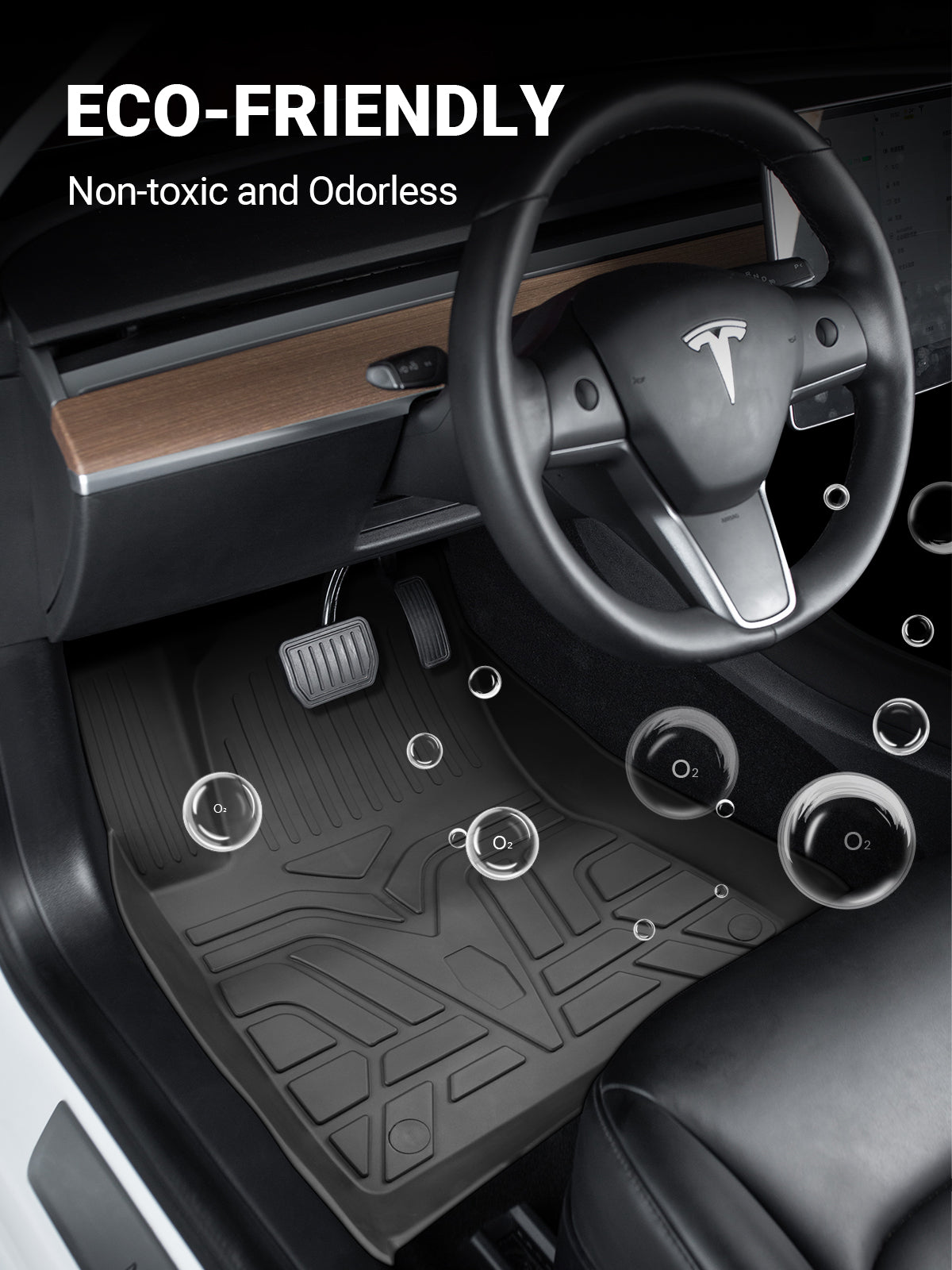 BASENOR Floor Mat TPE Full Set Mats for 2021 2022 2023 Tesla Model 3