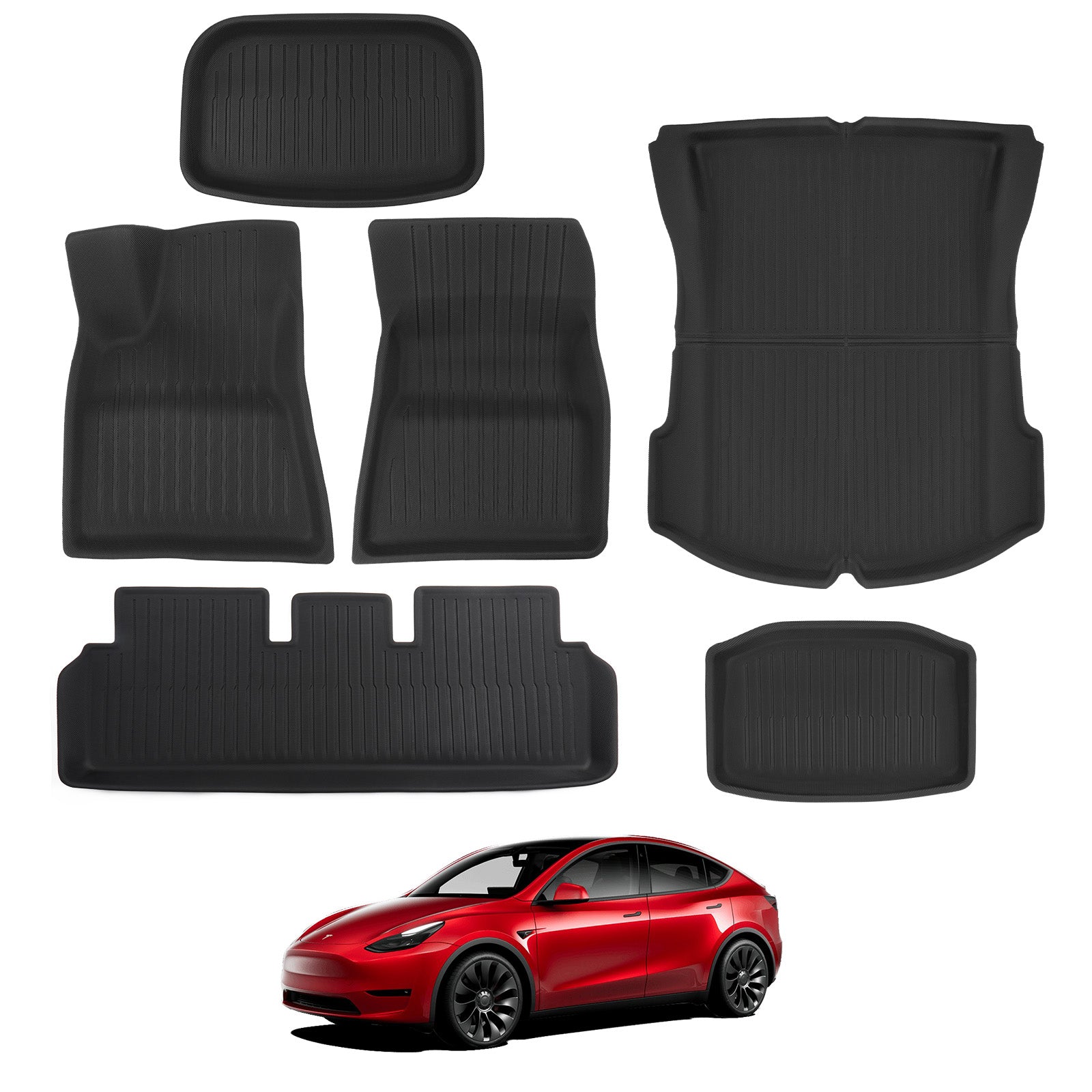 BASENOR 6PCS Tesla Model 3 Floor Mats 3D Full Set Interior Liners All-Weather Anti-Slip Waterproof Frunk & Rear Trunk Mat Accessories Compatible with Model 3 2022-2023 2021