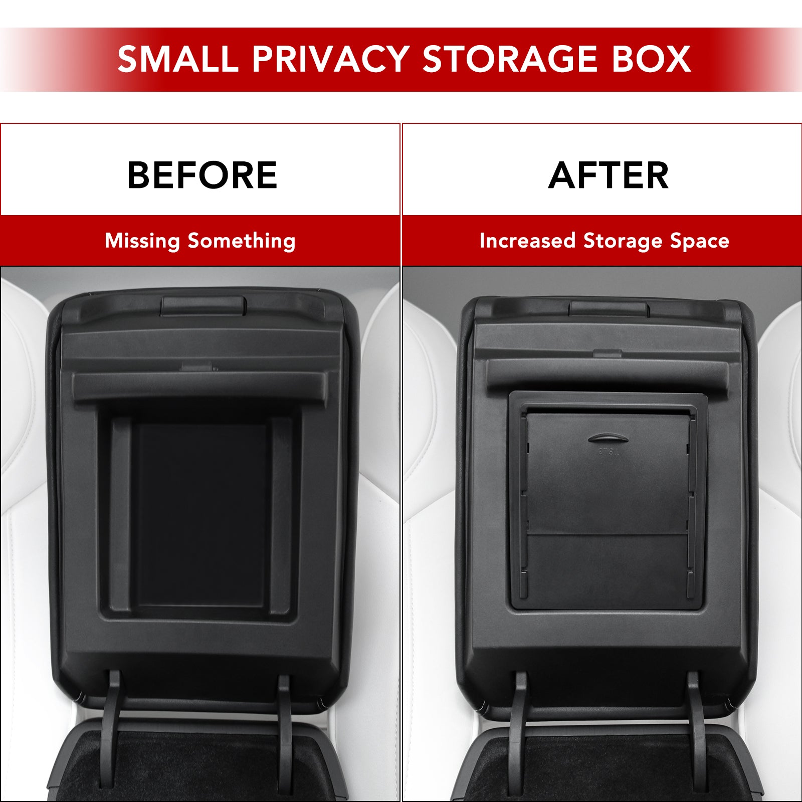 BASENOR Armrest Hidden Storage Box for Tesla Model 3 Model Y - Image 2