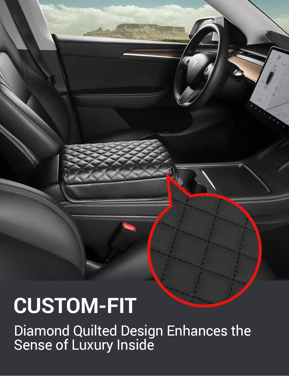 BASENOR Center Console Cover Armrest Pad for 2016-2023 Tesla Model 3 Model Y - Image 7
