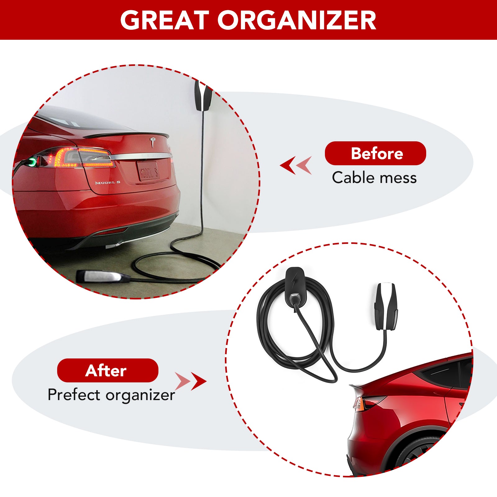 BASENOR Charging Cable Holder Organizer for Tesla Model S/3/X/Y - Image 2