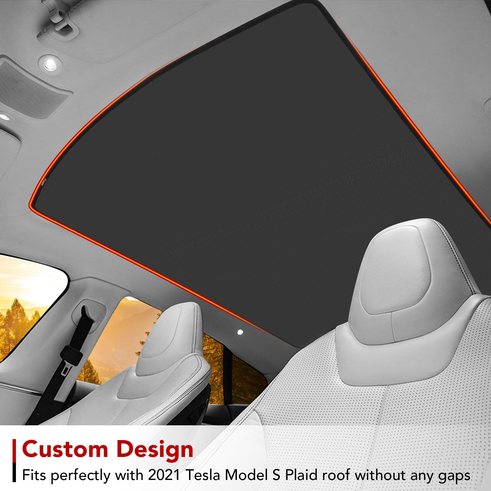 BASENOR Plaid Glass Roof Sunshade ( 2pcs) for 2023 2022 2021 Tesla Model S - Image 5