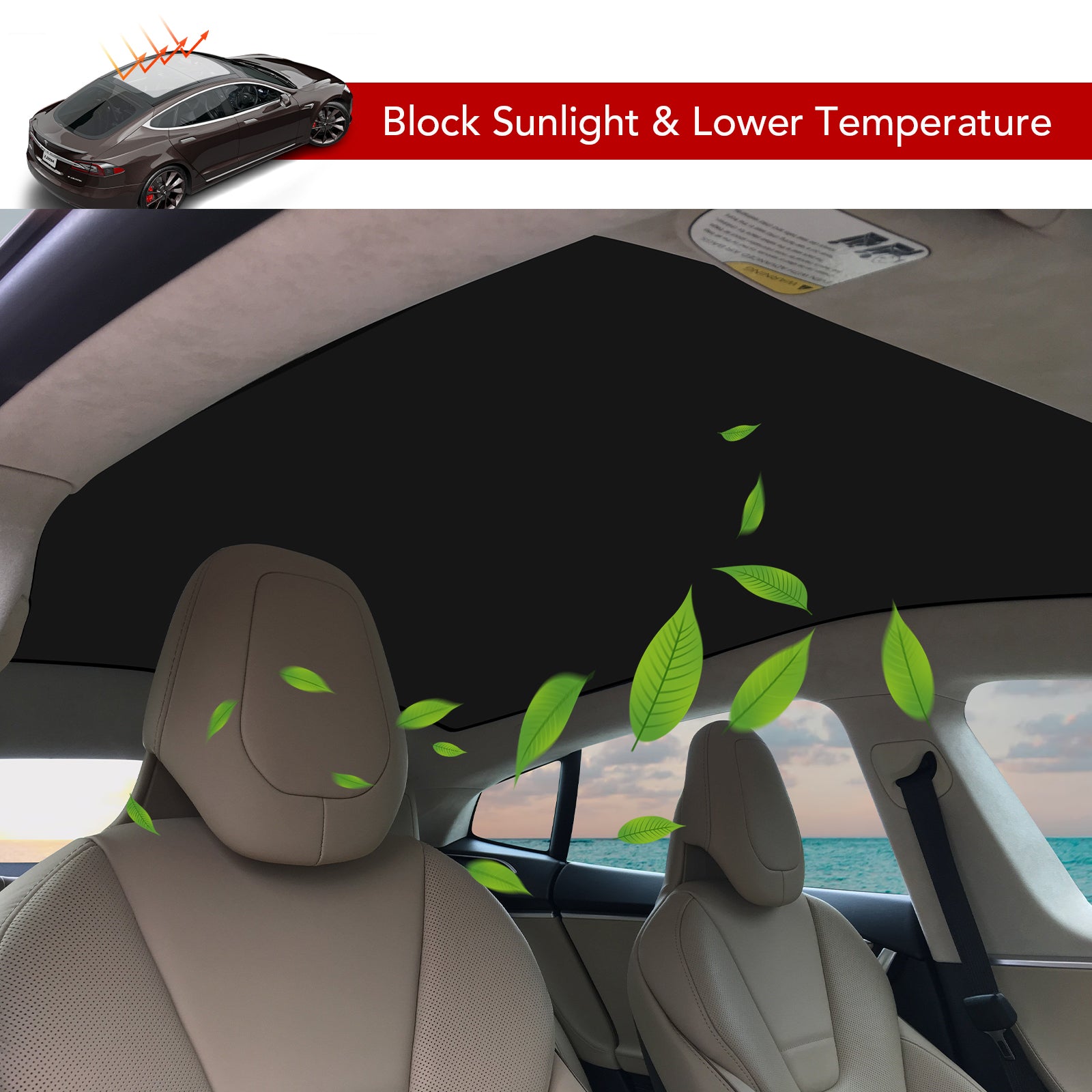 BASENOR Plaid Glass Roof Sunshade ( 2pcs) for 2023 2022 2021 Tesla Model S - Image 8