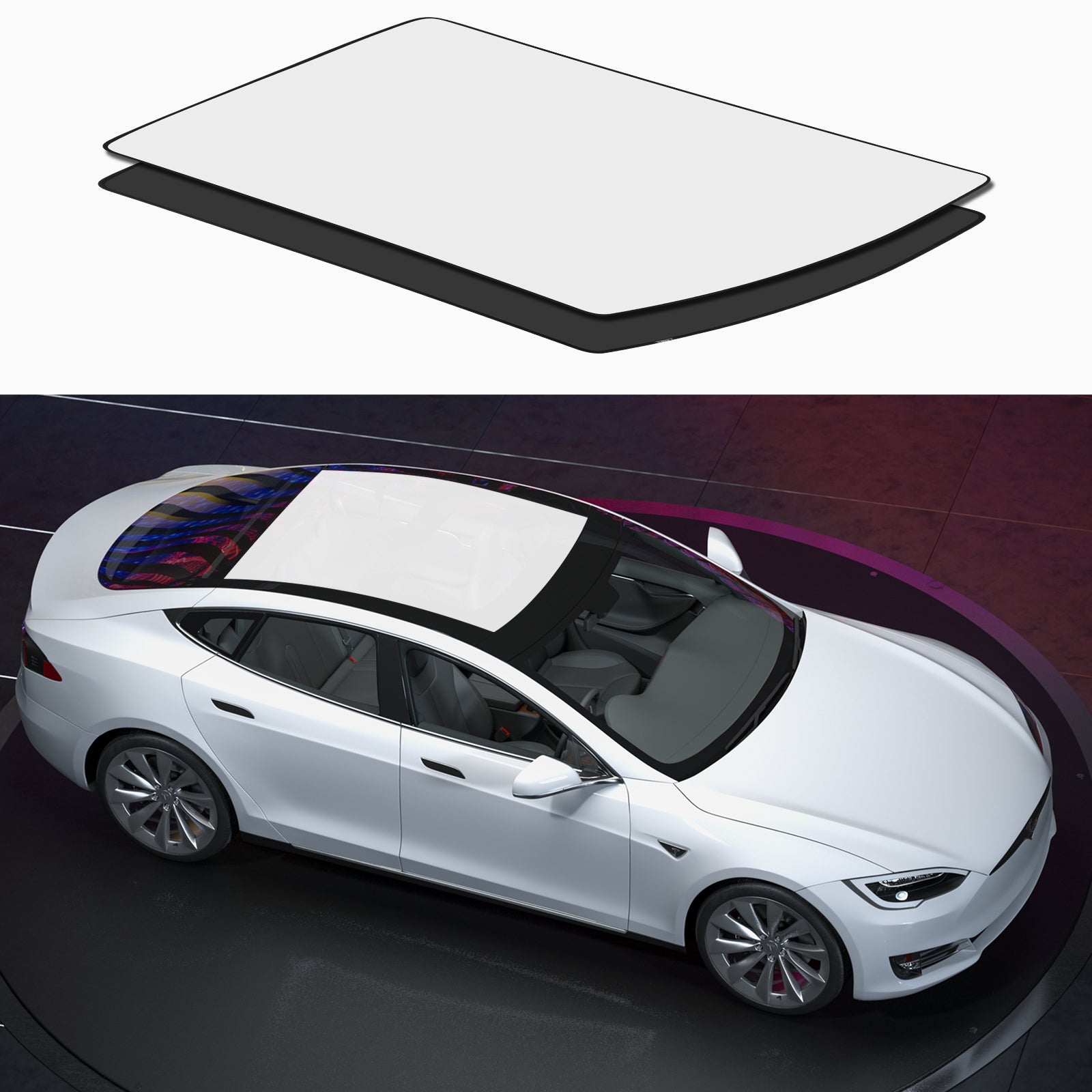 BASENOR Plaid Glass Roof Sunshade ( 2pcs) for 2023 2022 2021 Tesla Model S - Image 9