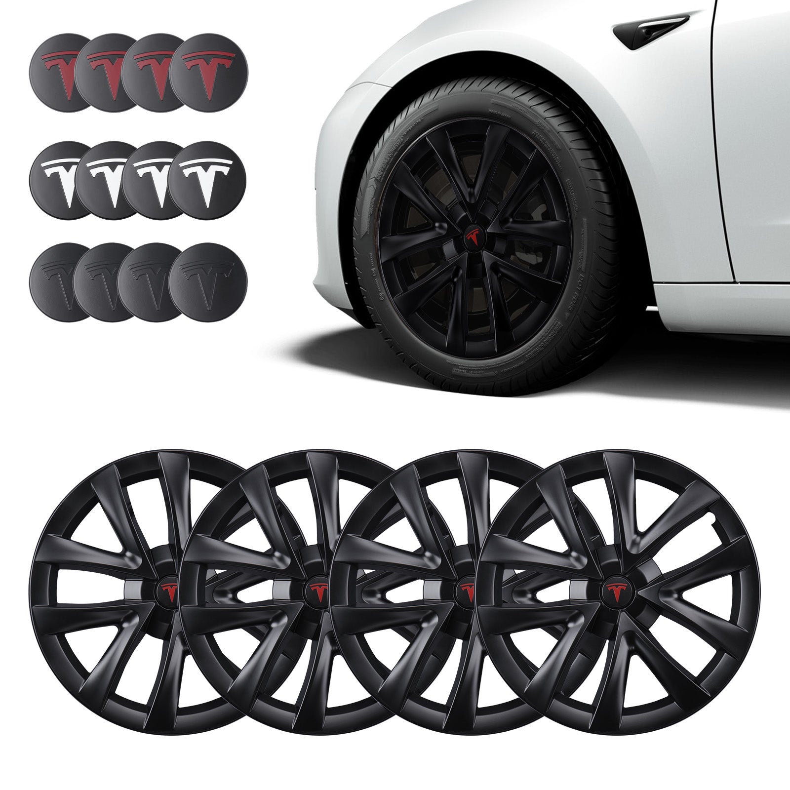 BASENOR Tesla Model 3 Wheel Cover 18 Inch Hubcap Wheel Hub Caps OEM Rim Protectors Cover Replacement Exterior Accessories Performance Upgrade (Set of 4) for 2017-2023 - Image 8