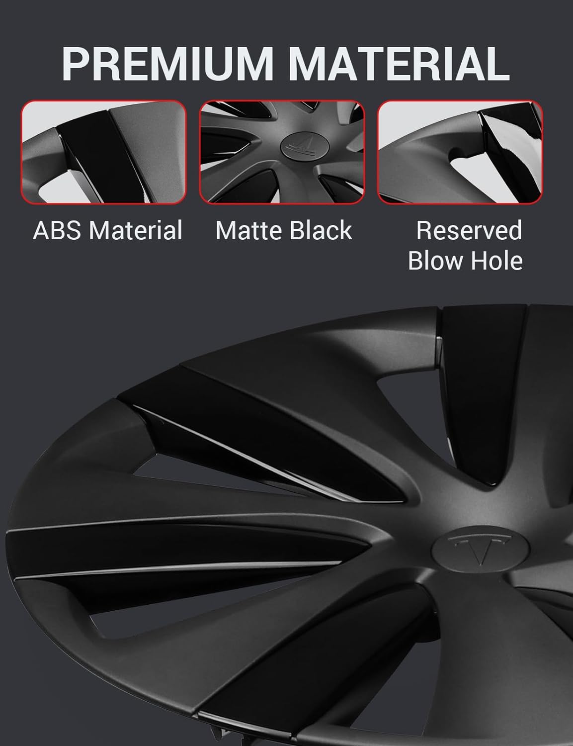 BASENOR Tesla Model Y Hubcaps 19 Inch Wheel Cover OEM Rim Protectors Replacement Cover Matte Black Hubcaps Exterior Accessories Set of 4 - Image 9