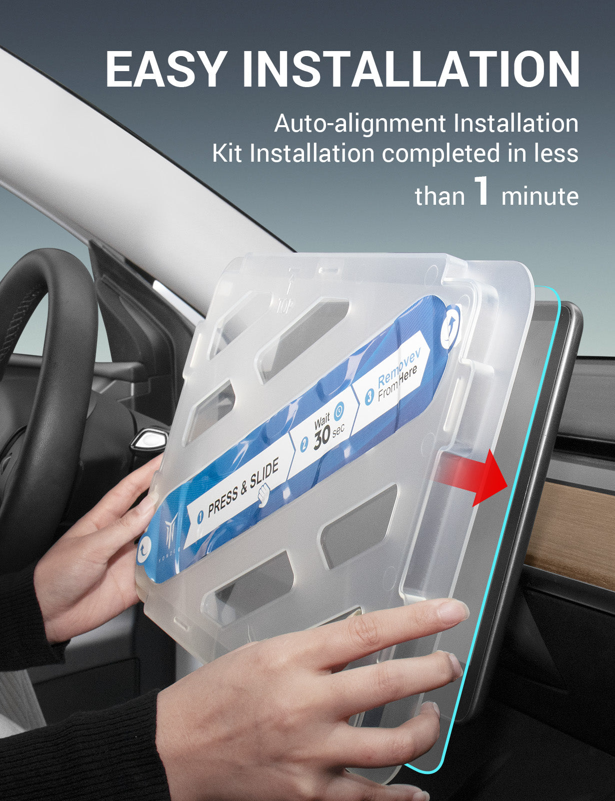 Basenor Tesla Model Y Model 3 Screen Protector Automatic Alignment Tempered Glass Center Control Navigation Touchscreen Protector 9H Anti Fingerprint Anti-Glare Matte Dashboard Accessories - Image 2