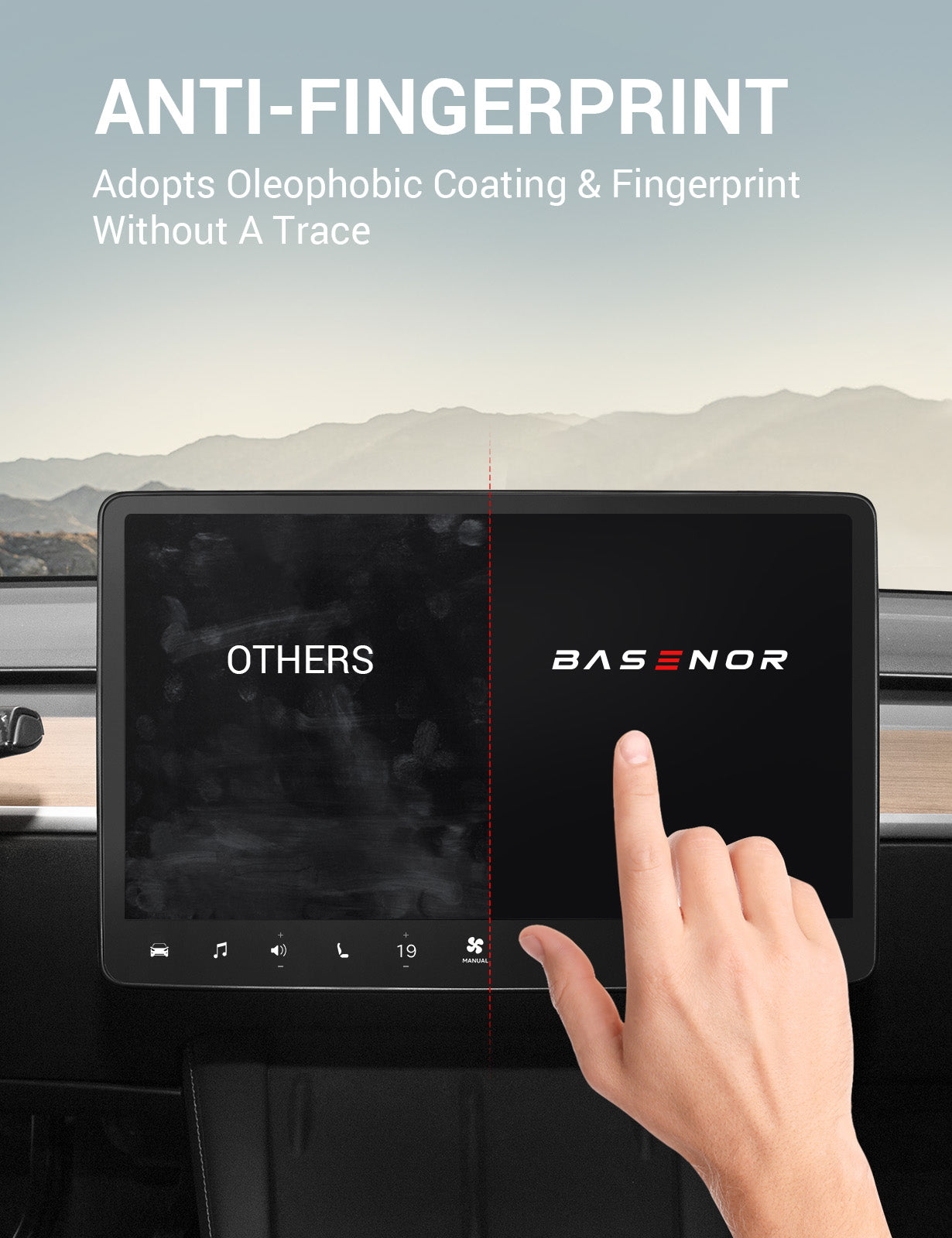 Basenor Tesla Model Y Model 3 Screen Protector Automatic Alignment Tempered Glass Center Control Navigation Touchscreen Protector 9H Anti Fingerprint Anti-Glare Matte Dashboard Accessories - Image 4