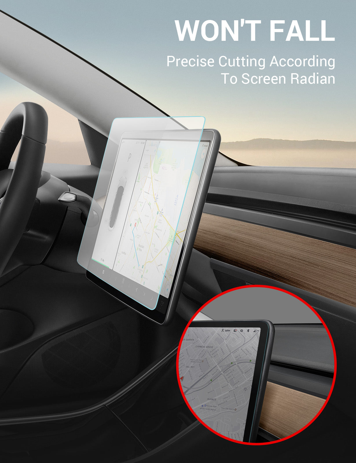 Basenor Tesla Model Y Model 3 Screen Protector Automatic Alignment Tempered Glass Center Control Navigation Touchscreen Protector 9H Anti Fingerprint Anti-Glare Matte Dashboard Accessories - Image 7