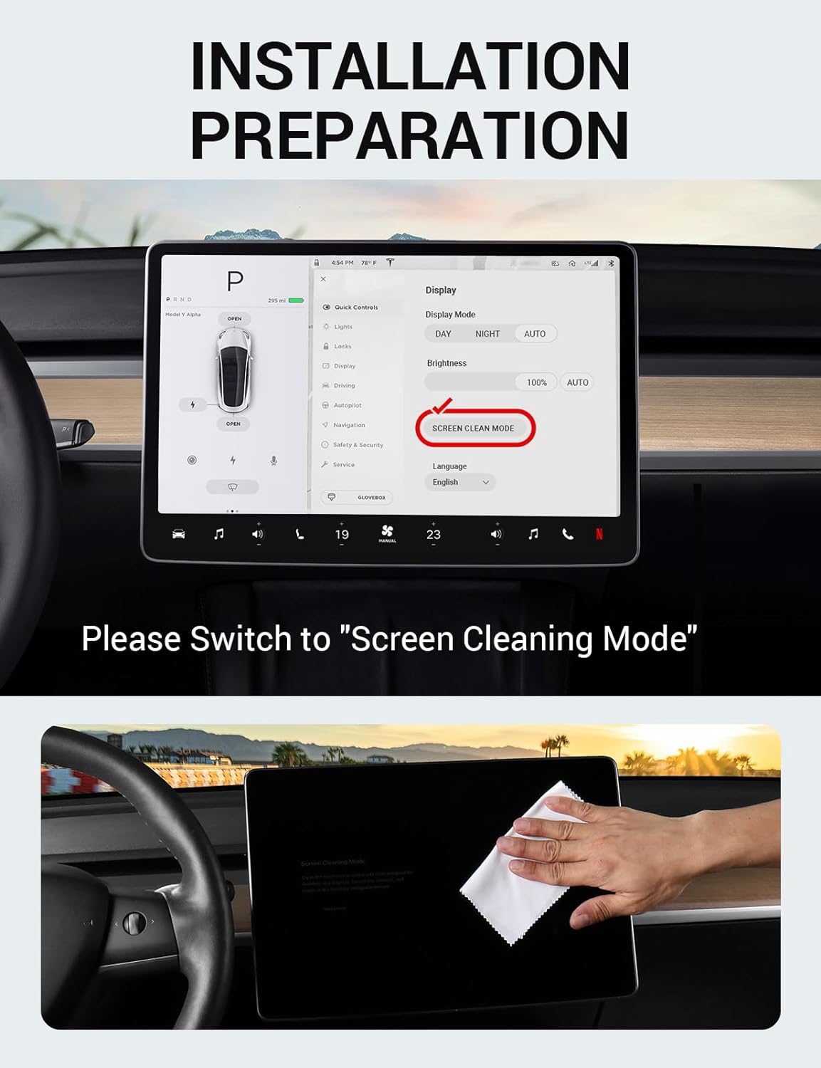 BASENOR Tesla Model Y Model 3 Screen Protector Matte Center Control Tempered Glass Touchscreen Protector 9H Anti Fingerprint Anti-Glare Interior Accessories Gen 2 (Not Suitable for 2024 Model 3) - Image 10