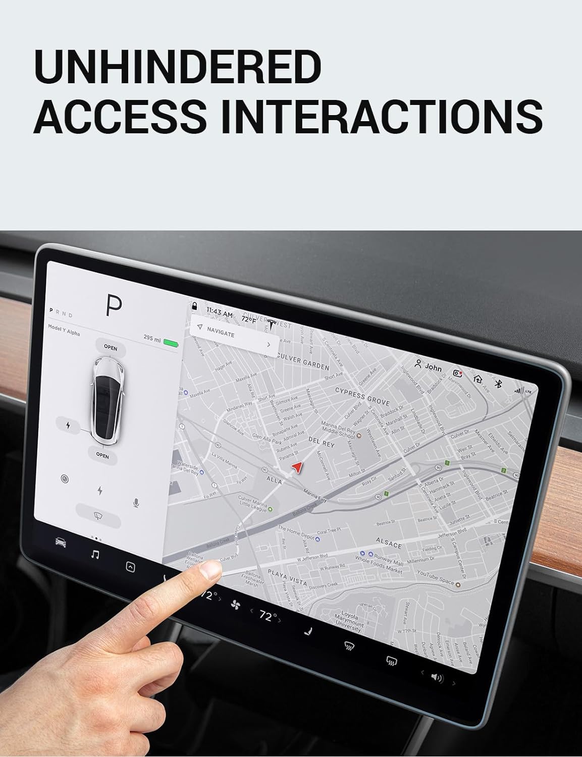 BASENOR Tesla Model Y Model 3 Screen Protector Matte Center Control Tempered Glass Touchscreen Protector 9H Anti Fingerprint Anti-Glare Interior Accessories Gen 2 (Not Suitable for 2024 Model 3) - Image 7