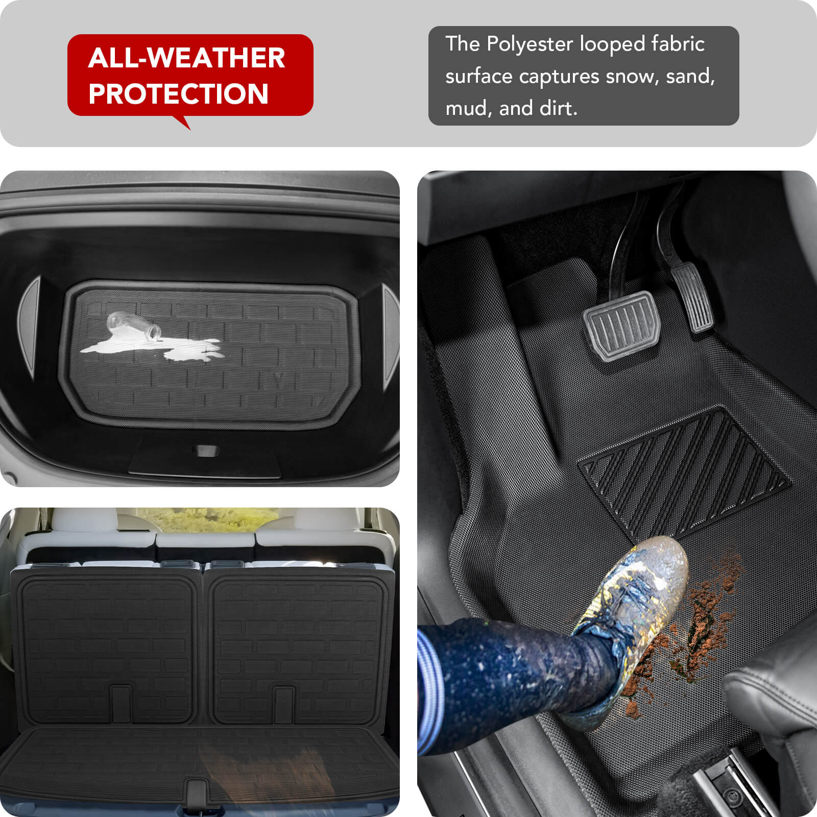 Floor Mats 3D Full Set (for 7 Seater) for Tesla Model Y - Image 6