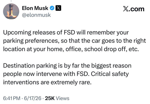 FSD Intervention Data: Parking Is Now the #1 Problem