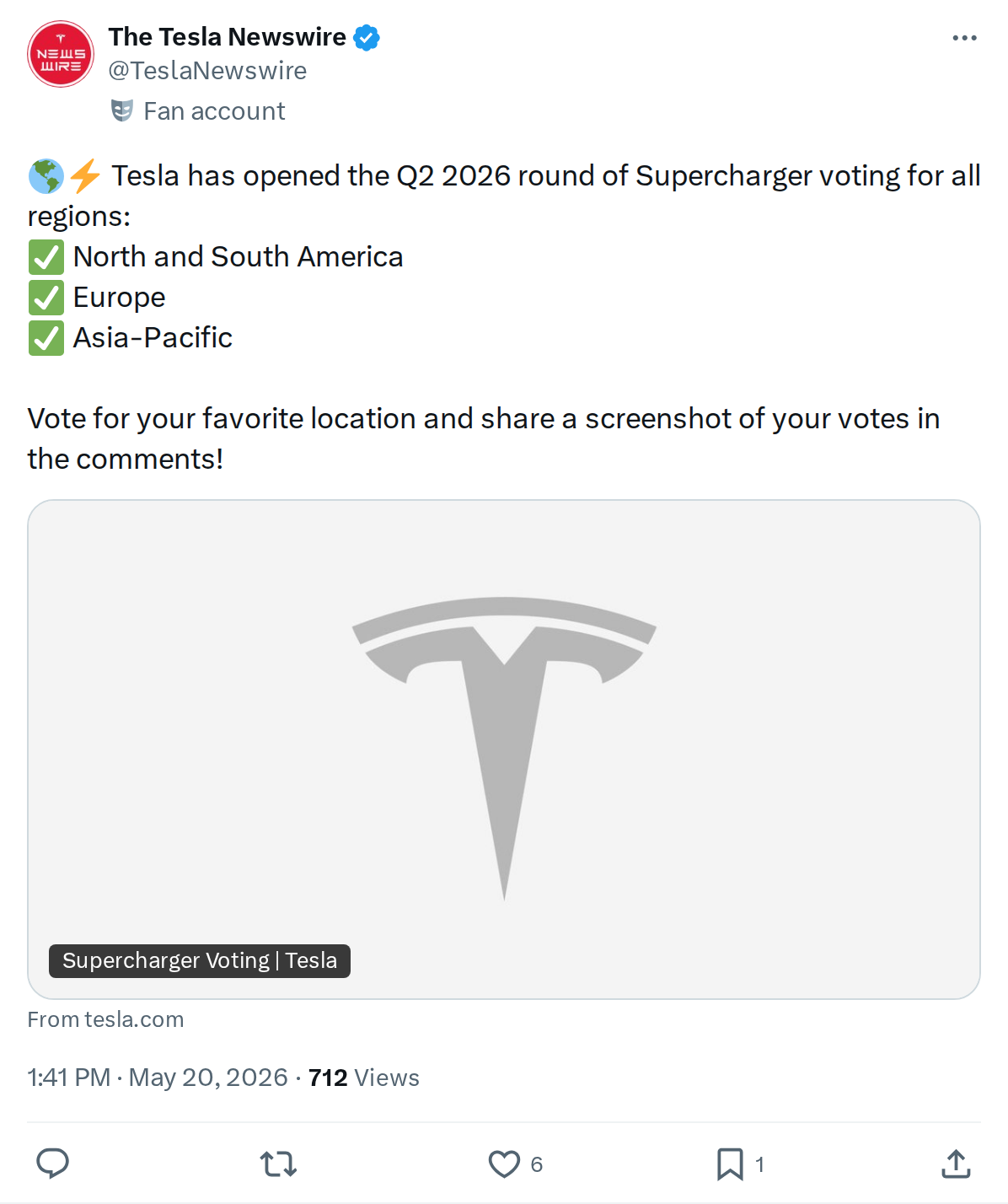 Tesla Q2 2026 Supercharger Voting Is Open: How to Cast Your Votes