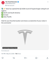 Tesla Q2 2026 Supercharger Voting Is Open: How to Cast Your Votes