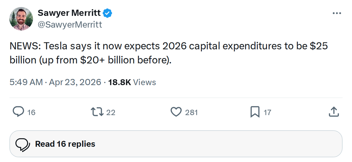 Tesla Raises 2026 CapEx Forecast to $25B: What It Means
