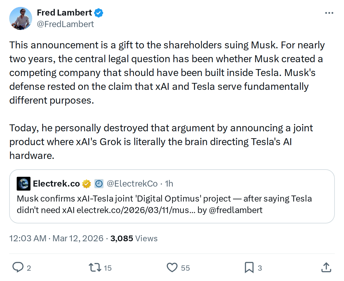 xAI-Tesla 'Digital Optimus' Deal Could Sink Musk in Court