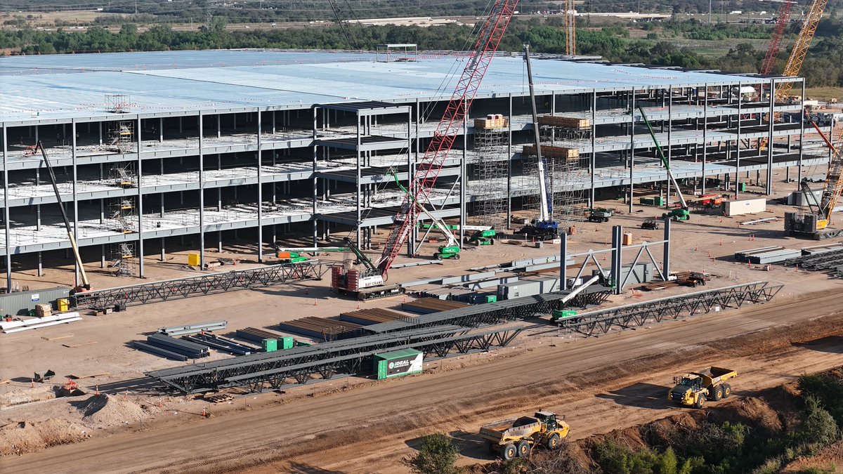 Giga Texas Optimus Factory Steel Work Surges in Latest Drone Footage
