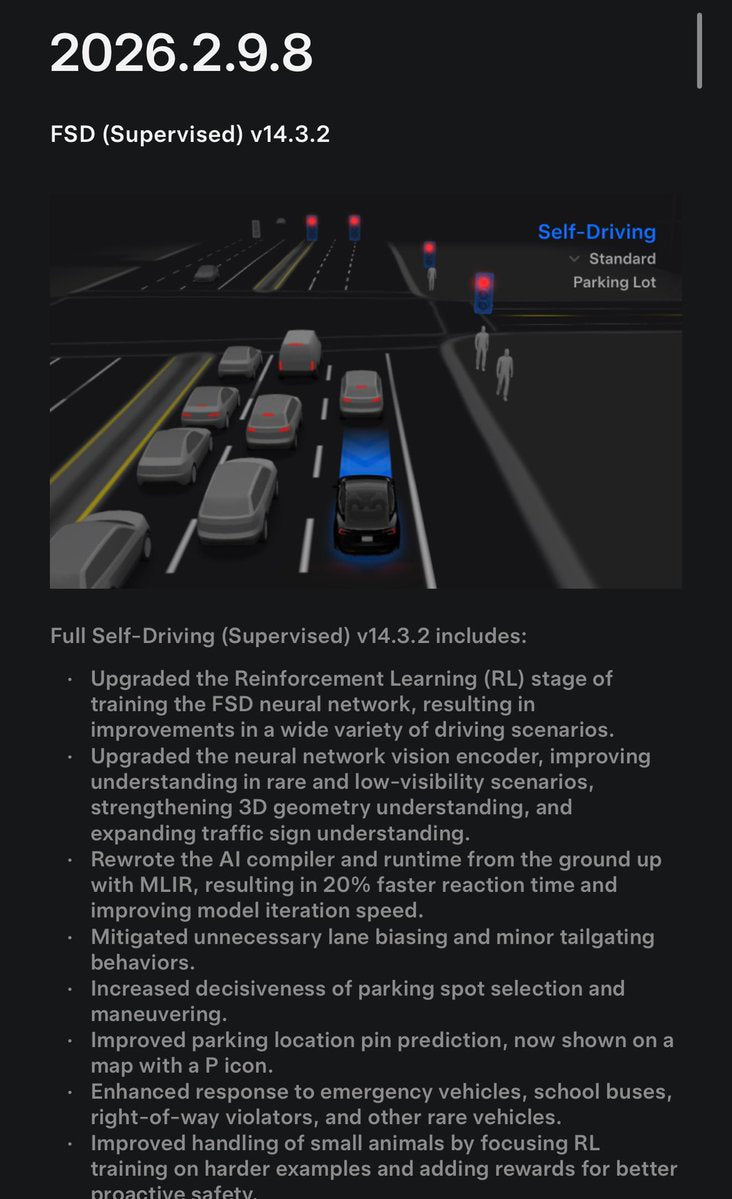 Tesla FSD V14.3.2 Rolls Out: Unified AI Model for Smart Summon & Robotaxi