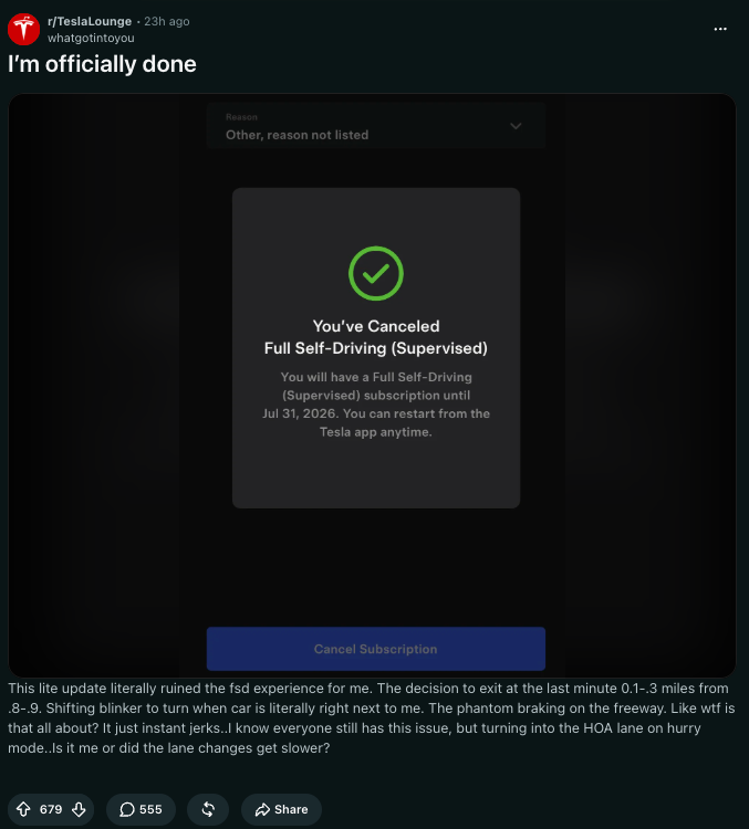 Tesla FSD Lite Update Is Frustrating Owners — Here's Why